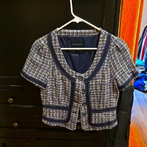Banana Republic Blue and White Tweed Jacket Size 2